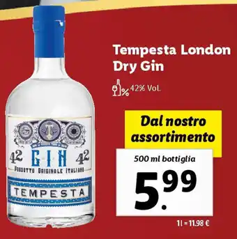 Lidl Tempesta London Dry Gin offerta