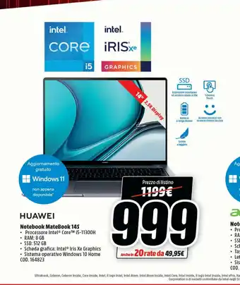 MediaWorld Huawei notebook matebook 14s offerta