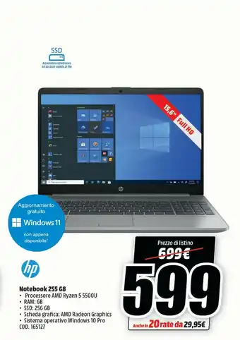 15s-eq2015ns ryzen 5 5500u 256gb 8gb 15.6in w10 sp computer portatile 39,6 cm (15.6")