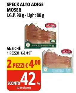 Tigros Speck alto adige moser i.g.p. -light 2 pezzi offerta