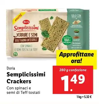 Lidl Doria Semplicissimi Crackers offerta