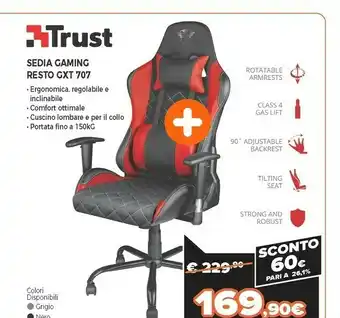 Expert Trust gxt-707 sedia da gaming per pc seduta in rete offerta