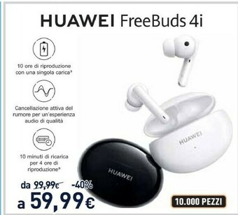 Unieuro Freebuds 4i cuffia auricolare bluetooth nero offerta