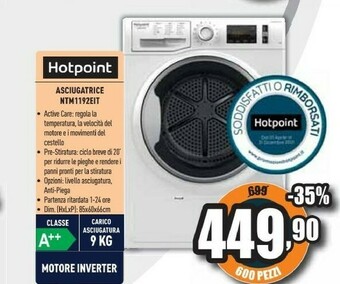 Unieuro Nt m11 92e it asciugatrice libera installazione caricamento frontale 9 kg a++ bianco offerta