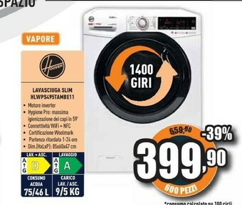 Unieuro Link pro hlwps495tambe-11 lavasciuga libera installazione caricamento frontale bianco d offerta