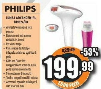 Unieuro Lumea advanced bri924/00 depilazione a luce pulsata rosa, bianco luce pulsata intensa (ipl) offerta