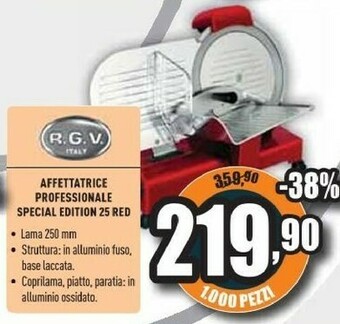 Luxury 25 red edition elettrico 140w alluminio rosso affettatrice