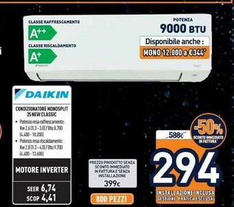 Unieuro Condizionatore monosplit 25 new classic offerta