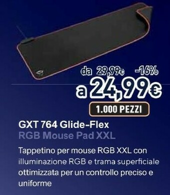 Unieuro Trust gxt 764 glide-flex xxl rgb tappetino per mouse per gioco da computer nero offerta