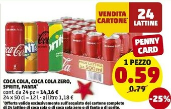 PENNY Coca cola, coca cola zero,sprite, fanta offerta