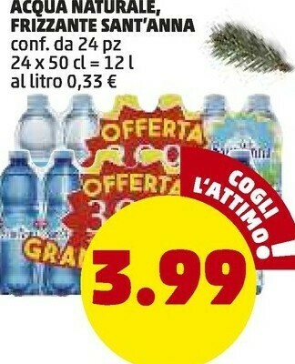 PENNY Acqua naturale, frizzante offerta