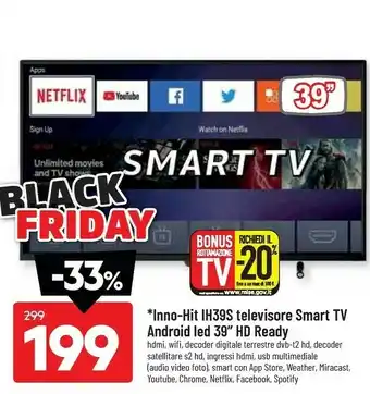 DPiù Inno-hit ih39s televisore smart tv android led 39 hd ready offerta