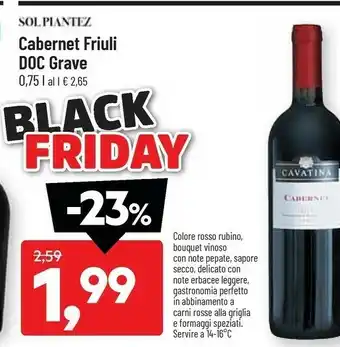 DPiù Cabernet friuli doc grave offerta