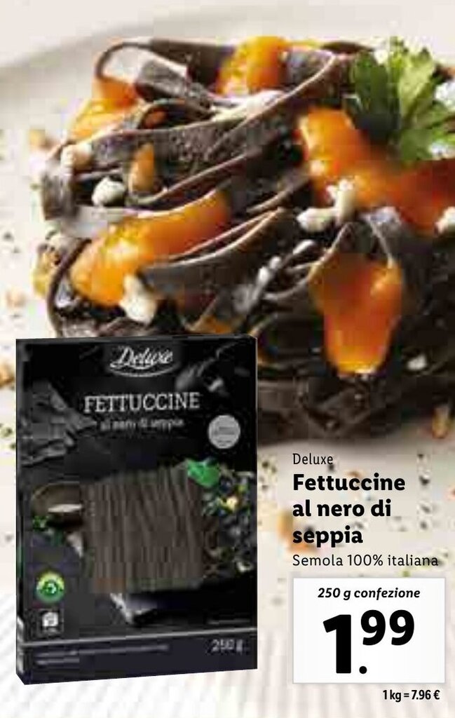 Deluxe Fettuccine al nero di Seppia 250g offerta di Lidl