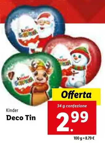 Lidl Kinder Deco Tin 34g offerta