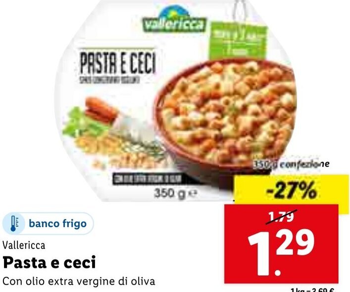 Vallericca Pasta e ceci offerta di Lidl