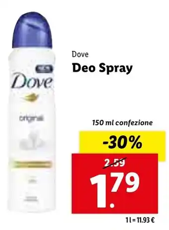 Lidl Dove Deo Spray 150ml offerta