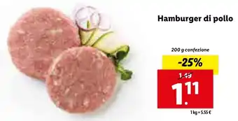 Lidl Hamburger di Pollo 200g offerta