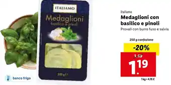 Lidl Italiamo Medaglioni con Basilico e Pinoli 250g offerta