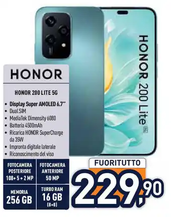 Unieuro HONOR 200 LITE 5G offerta