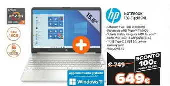 Expert 15s-eq2019nl computer portatile 39,6 cm (15.6") full hd amd ryzen 7 16 gb ddr4-sdram 512 gb ssd wi-fi 5 (802.11ac) freedos ar offerta