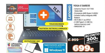 Expert Lenovo 6 13are05 ibrido (2 in 1) 33,8 cm (13.3") touch screen full hd amd ryzen 5 8 gb ddr4-sdram 512 gb ssd wi-fi 6 (802.11a offerta