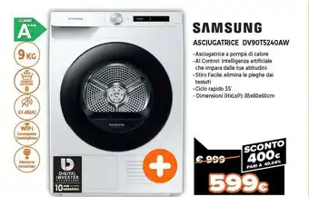 Expert Dv90t5240aw asciugatrice libera installazione caricamento frontale 9 kg a+++ bianco offerta