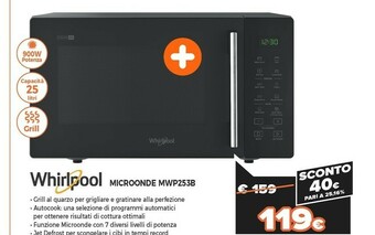 Expert Mwp 253 b superficie piana microonde con grill 25 l 900 w nero offerta