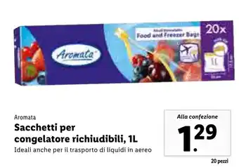 Lidl Aromata Sacchetti per congelatore richiudibili, 1L offerta