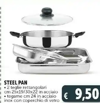 Steel pan 2 teglie rettangolari