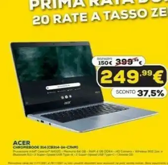 Euronics Chromebook cb3-431-c2qg 1.6ghz n3060 14" 1366 x 768pixel grigio chromebook offerta