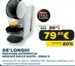 Euronics De’longhi nescafé dolce gusto genio s plus edg315.r - rosso offerta