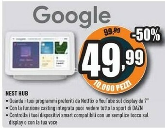 Unieuro Google nest hub offerta