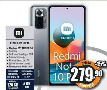 Unieuro Redmi note 10 pro display 6.47" amoled dot offerta