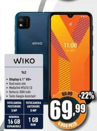 Unieuro Y62 display 6.1" hd+ offerta