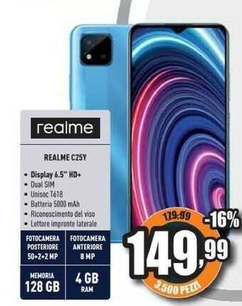 Unieuro C25y display 6.5" hd+ offerta