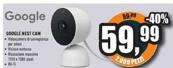 Unieuro Google nest cam iq outdoor telecamera di sicurezza ip esterno parete 1920 x 1080 pixel offerta