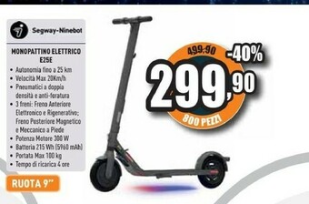 Unieuro Segway-ninebot monopattino elettrico e25e offerta