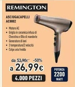 Unieuro Ac8002 2200w grigio asciuga capelli offerta