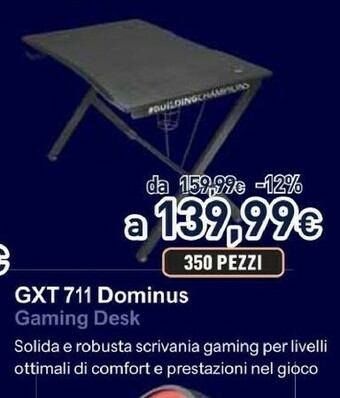 Trust gxt 711 dominus + the division 2 scrivania per computer nero