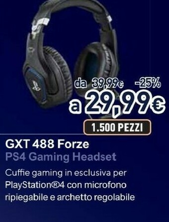 Unieuro Gxt 488 forze ps4 cuffia padiglione auricolare nero offerta