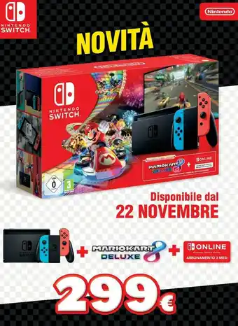 Unieuro Switch + mario cart deluxe 8 + online abbonamento 3 mesi offerta