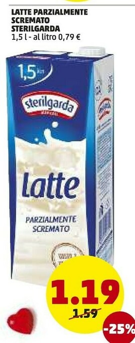 PENNY Latte parzialmente scremato offerta