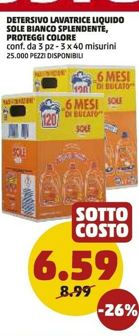 PENNY Detersivo lavatrice liquido bianco splendente offerta