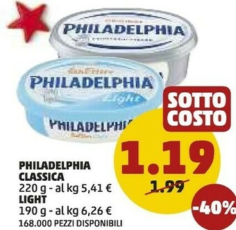 PENNY Mondelez - philadelphia classico formaggio fresco offerta
