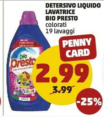 PENNY Detersivo liquido lavatrice offerta