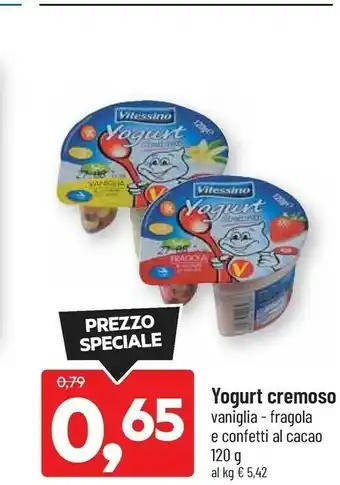 DPiù Vitessimo - yogurt cremoso & confetti di cioccolato vaniglia 120 g(ml) offerta