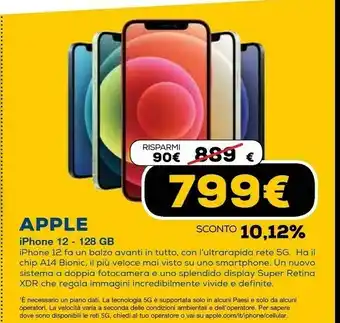 Euronics Iphone 12 128gb - nero offerta