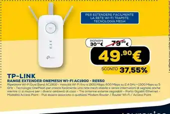 Euronics Range extender onemesh wi-fi ac1900 - re550 offerta