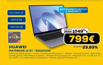 Euronics Matebook 14 r7 53012ggw offerta